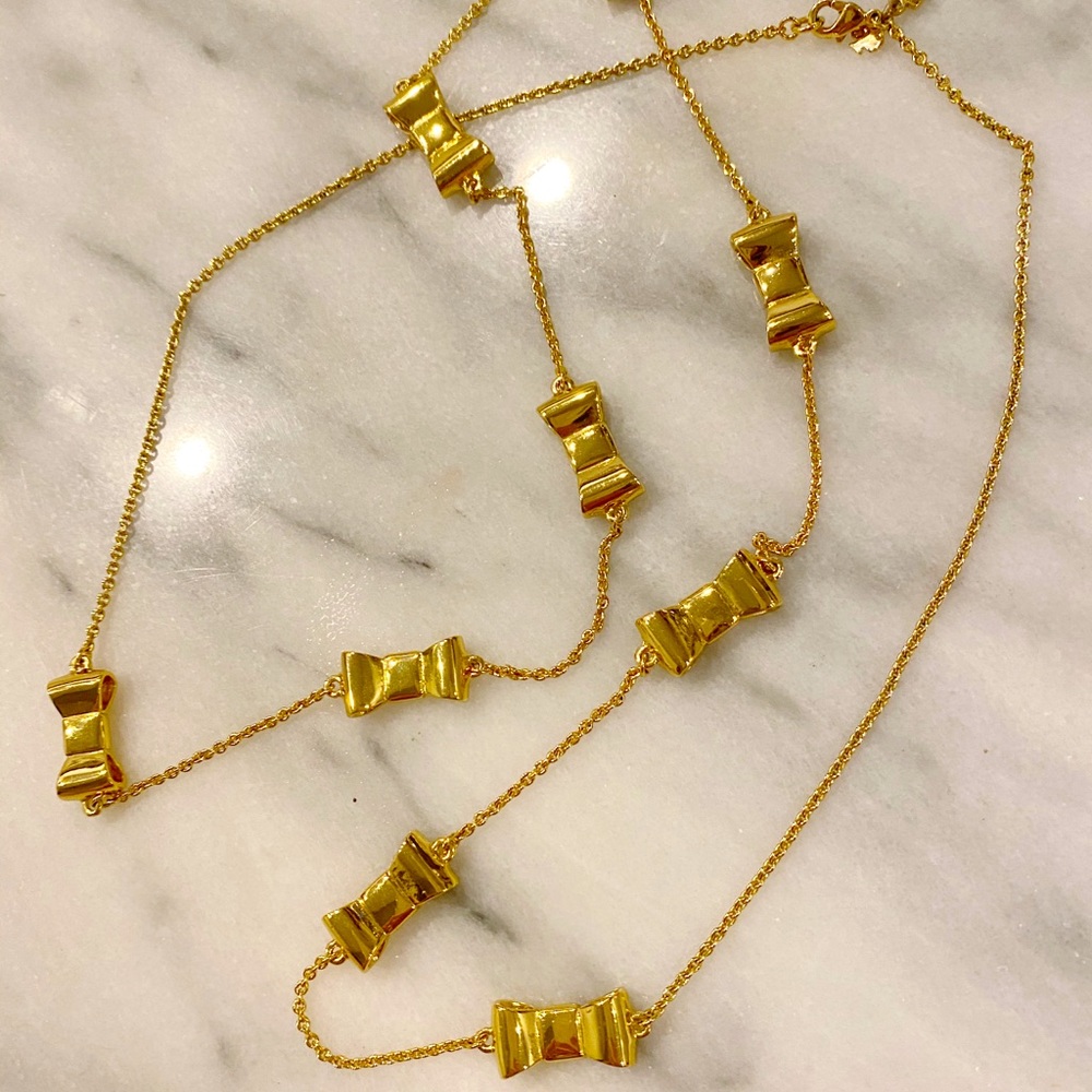 KATE SPADE Gold Tone Long Bow Necklace